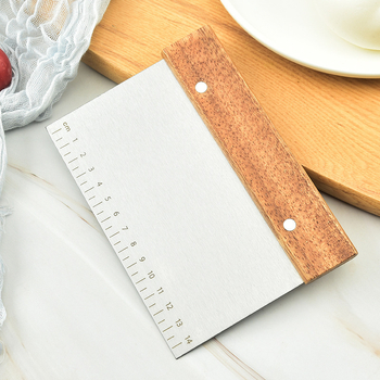 Cuțit pentru aluat din oțel inoxidabil, cu scară gradată și mâner din lemn, spatulă pentru aluat, spatulă pentru tăițeii de orez, cuțit pentru tort, accesorii de copt