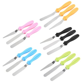 Set de 3 spatule pentru cremă cu scrapers pentru demoulding de tort, unelte din oțel inoxidabil pentru coacere