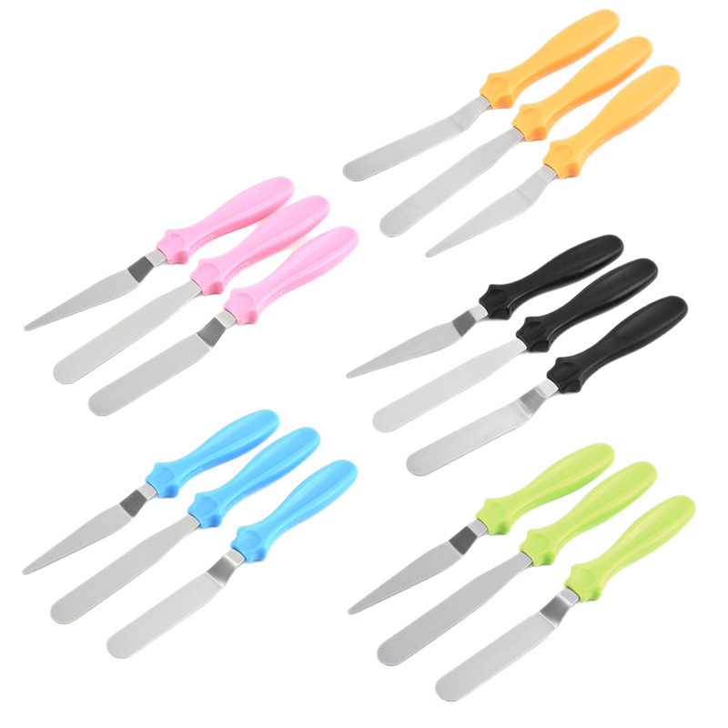 Set de 3 spatule pentru cremă cu scrapers pentru demoulding de tort, unelte din oțel inoxidabil pentru coacere