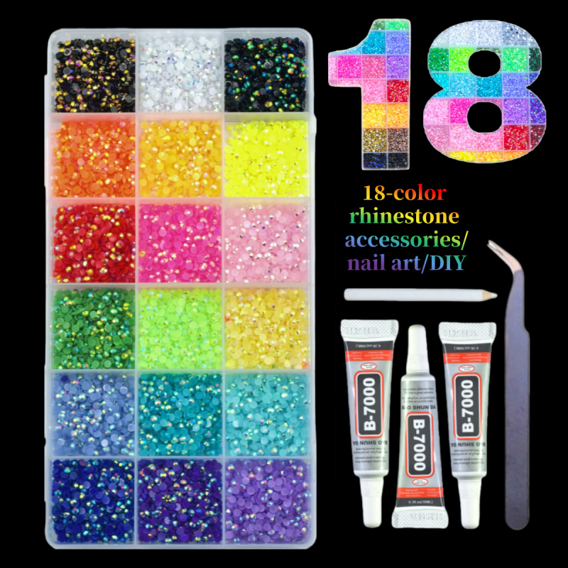 Set kristala za nokte 3/4/5 mm, 40 boja, velika kapaciteta, AB kristali od smole za DIY nakit
