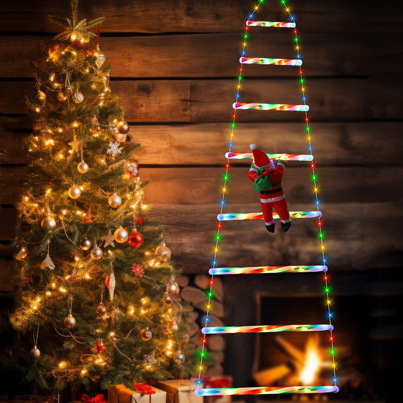 Stea USB de Crăciun pentru scări, lumini LED colorate pentru decor exterior, șiruri luminoase pentru brad, iluminare ambientală