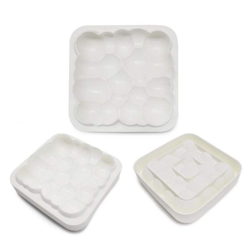 Formă din silicon pentru mousse de tort, textură cloud foam, formă pătrată cu bule de ciocolată pentru coacere DIY