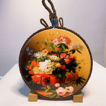 Suport rotund din ceramică rezistent la căldură, cu model floral din plută