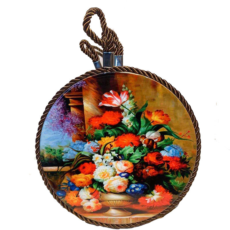 Suport rotund din ceramică rezistent la căldură, cu model floral din plută