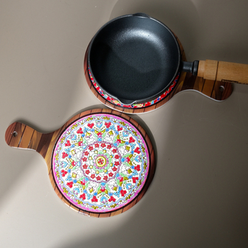 Placă ceramică izolatoare pentru masă cu folie de aur și model floral