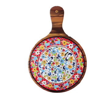 Placă ceramică izolatoare pentru masă cu folie de aur și model floral