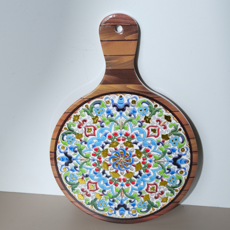 Placă ceramică izolatoare pentru masă cu folie de aur și model floral