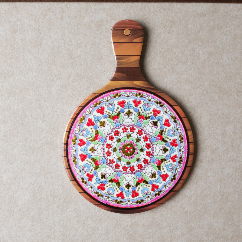 Placă ceramică izolatoare pentru masă cu folie de aur și model floral