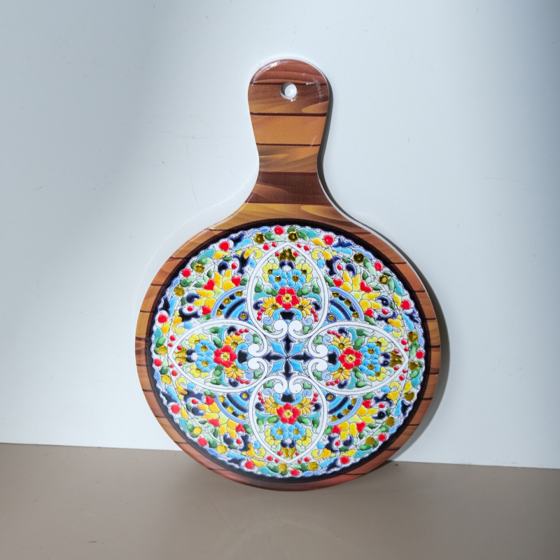 Placă ceramică izolatoare pentru masă cu folie de aur și model floral