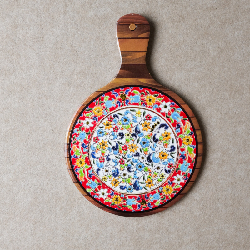 Placă ceramică izolatoare pentru masă cu folie de aur și model floral
