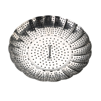 Tavă de abur din oțel inoxidabil pentru uz casnic, design lotus triunghiular, raft de aburi extensibil și pliabil și tavă de scurgere pentru fructe
