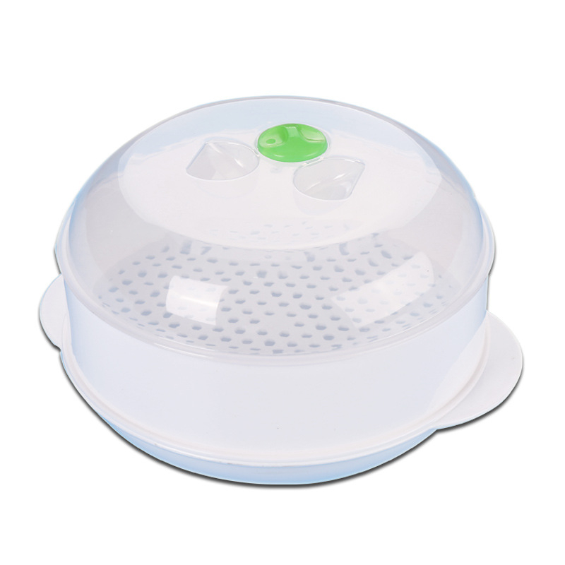 Coș rotund de gătit cu aburi din plastic pentru cuptorul cu microunde, pentru încălzirea alimentelor