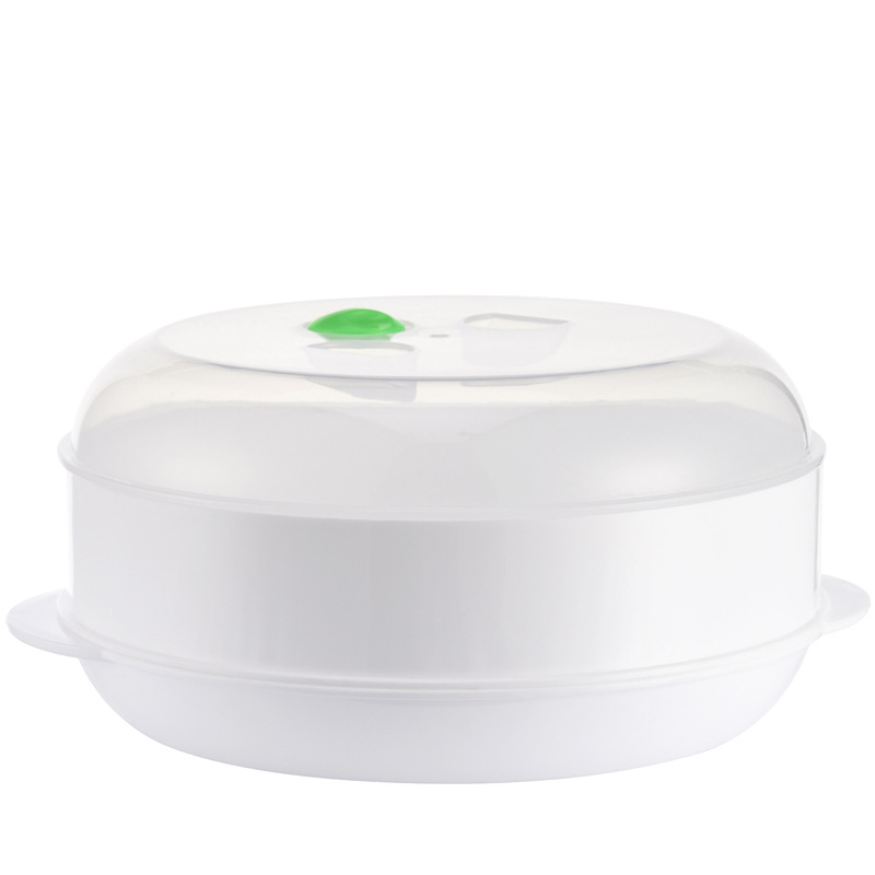 Coș rotund de gătit cu aburi din plastic pentru cuptorul cu microunde, pentru încălzirea alimentelor