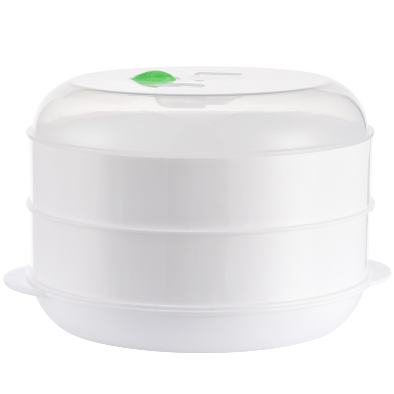 Coș rotund de gătit cu aburi din plastic pentru cuptorul cu microunde, pentru încălzirea alimentelor