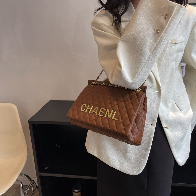 Torba za ramena s romboidnim šivanjem i motivom slova, 2022 novi model, jednostavan retro stil, velika kapacitet, crossbody za žene
