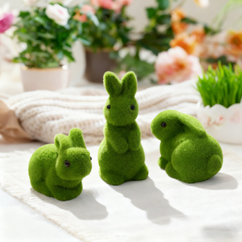 Iepuraș artificial din mușchi pentru decorațiuni de Paște și Crăciun, ornament floral
