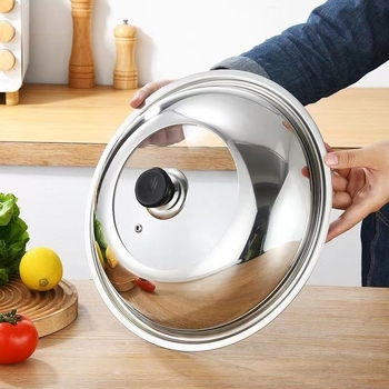 Capac de oală din oțel inoxidabil pentru uz casnic, 30–40 cm, universal, capac din sticlă nemagnetic