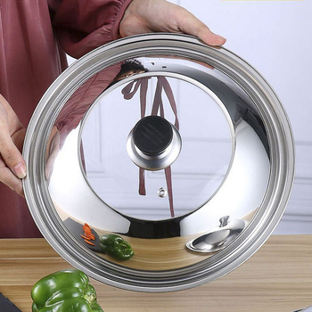 Capac de oală din oțel inoxidabil pentru uz casnic, 30–40 cm, universal, capac din sticlă nemagnetic