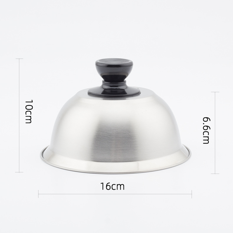 Capac din oțel inoxidabil îngroșat, 16 cm, capac mic pentru oală, finisaj satinat-lucios