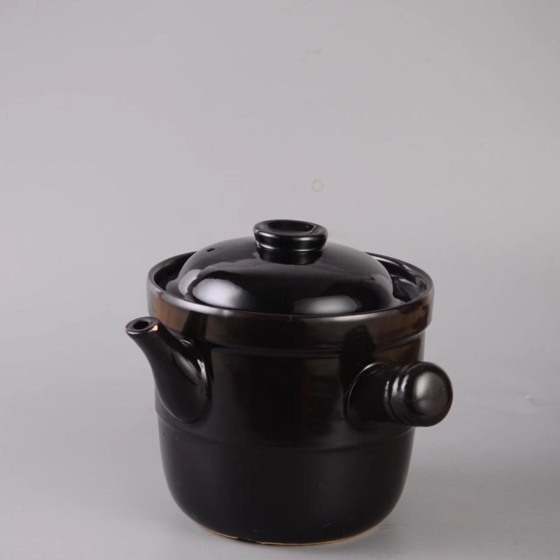 Oală tradițională din lut pentru decoctarea medicamentelor, vas de gătit cu stil vechi, ceramic, rezistent la temperaturi înalte, fără capac, cu logo imprimat.