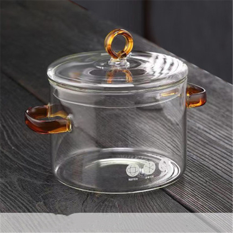 Oală de supă din sticlă cu două mânere, rezistentă la temperaturi înalte, pentru plită electrică ceramică, vas transparent pentru Bird's Nest și lapte