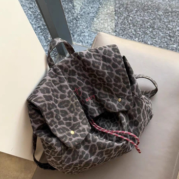 Ženski platneni ruksak s leopard printom, 2025 novi model, velika zapremina, putni ruksak s pretincom za prijenosno računalo