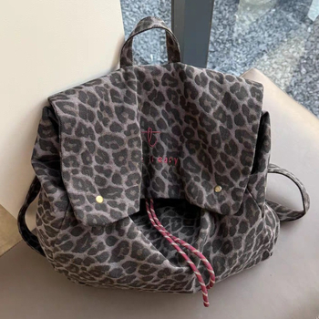 Ženski platneni ruksak s leopard printom, 2025 novi model, velika zapremina, putni ruksak s pretincom za prijenosno računalo