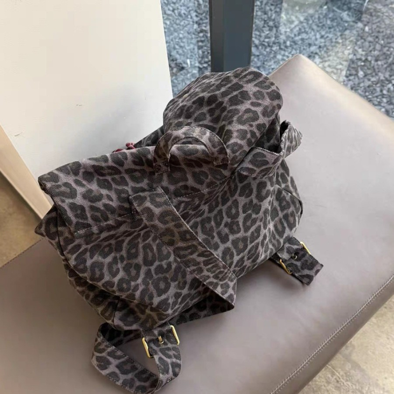 Ženski platneni ruksak s leopard printom, 2025 novi model, velika zapremina, putni ruksak s pretincom za prijenosno računalo