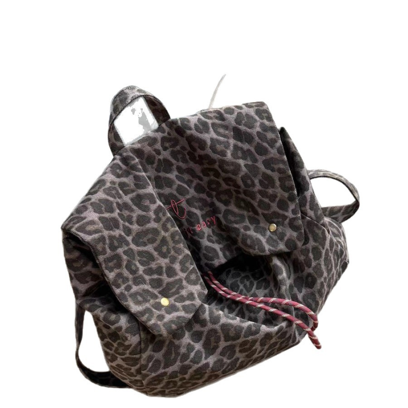 Ženski platneni ruksak s leopard printom, 2025 novi model, velika zapremina, putni ruksak s pretincom za prijenosno računalo