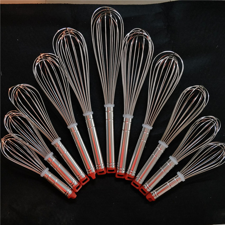 Bătător pentru ouă cu cap roșu, sârmă groasă, oțel inoxidabil, 8–18 inch, ustensilă de bucătărie pentru coacere