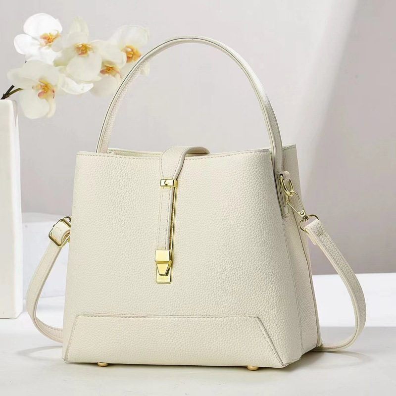 Ženska PU bucket torba, teksturiranog korejskog stila, srednje veličine, za rame ili crossbody
