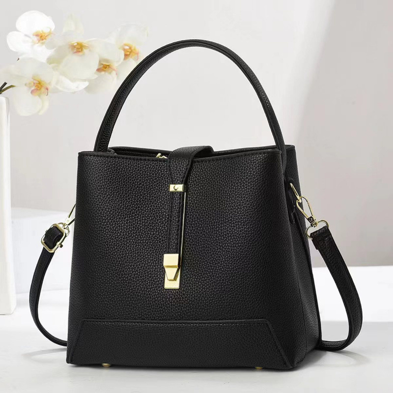Ženska PU bucket torba, teksturiranog korejskog stila, srednje veličine, za rame ili crossbody