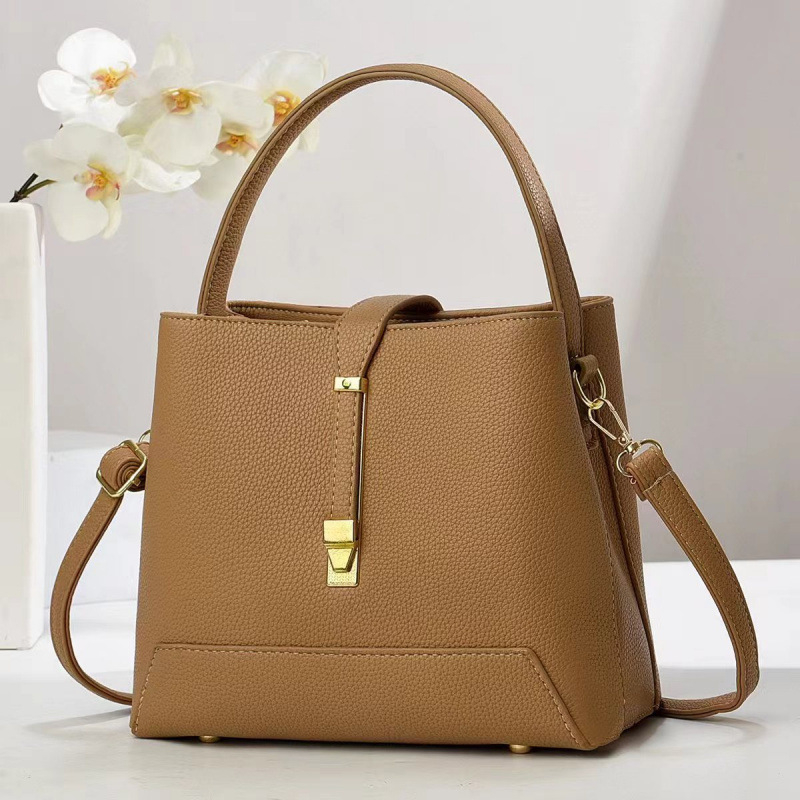 Ženska PU bucket torba, teksturiranog korejskog stila, srednje veličine, za rame ili crossbody