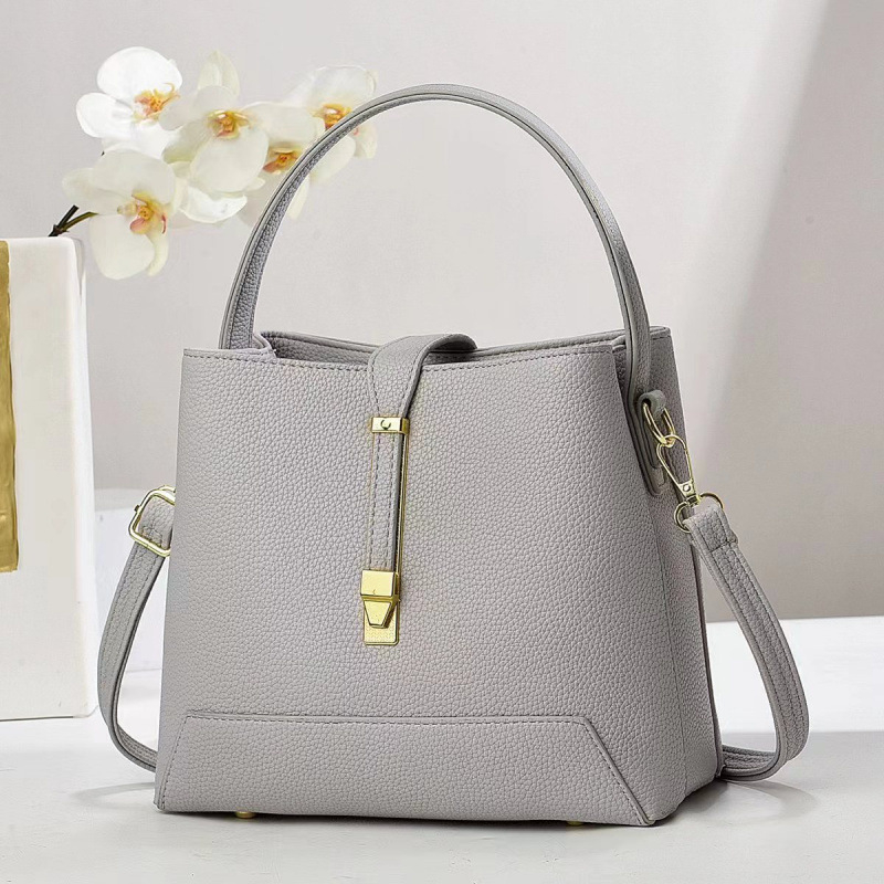Ženska PU bucket torba, teksturiranog korejskog stila, srednje veličine, za rame ili crossbody