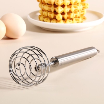 Bețiător manual pentru ouă din oțel inoxidabil, cu spirală sferică din sârmă și mixer de pudră, instrument compact de bucătărie pentru coacere