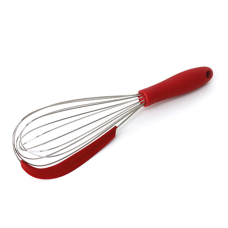 Bătător pentru ouă din oțel inoxidabil cu spatulă din silicon – ustensilă de bucătărie pentru coacere