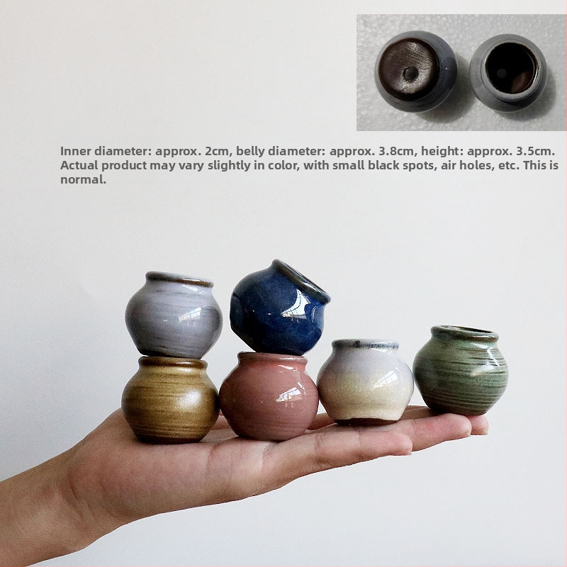 Vas mini pentru plante, ceramică brută lucrată manual, potrivit pentru butași de frunze, aranjament simplu de plante verzi, amenajare acvariu și cultivare de plante acvatice, poate fi scufundat în apă