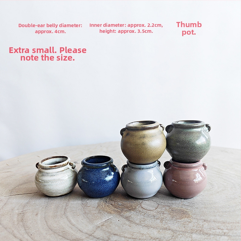 Vas mini pentru plante, ceramică brută lucrată manual, potrivit pentru butași de frunze, aranjament simplu de plante verzi, amenajare acvariu și cultivare de plante acvatice, poate fi scufundat în apă