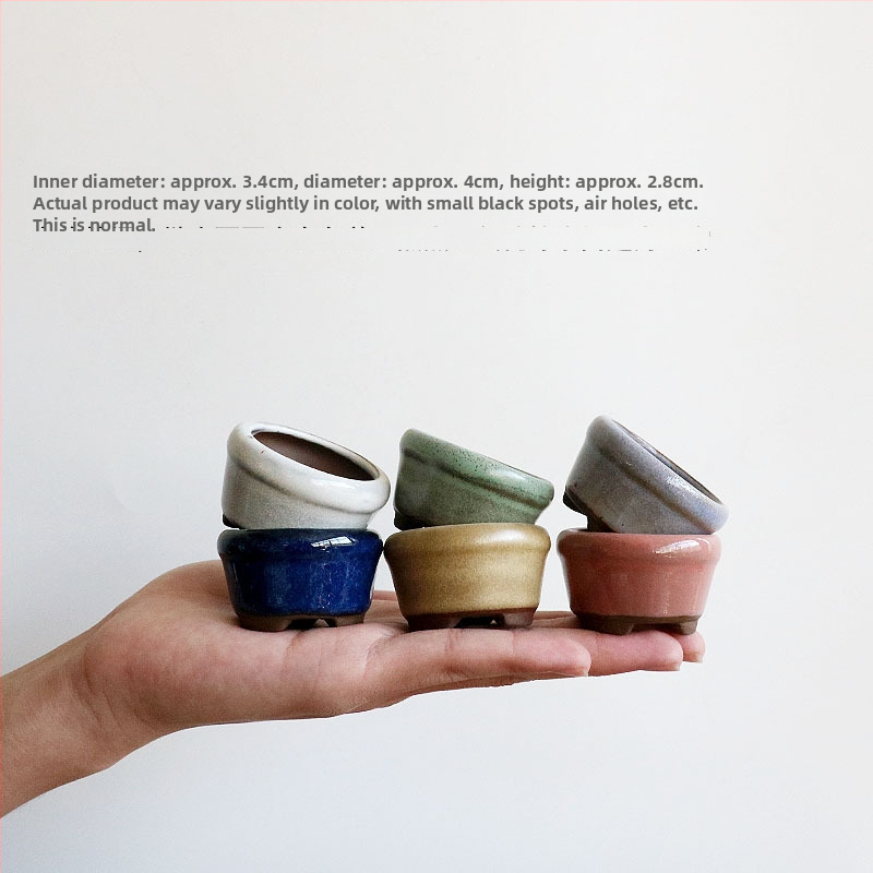 Vas mini pentru plante, ceramică brută lucrată manual, potrivit pentru butași de frunze, aranjament simplu de plante verzi, amenajare acvariu și cultivare de plante acvatice, poate fi scufundat în apă