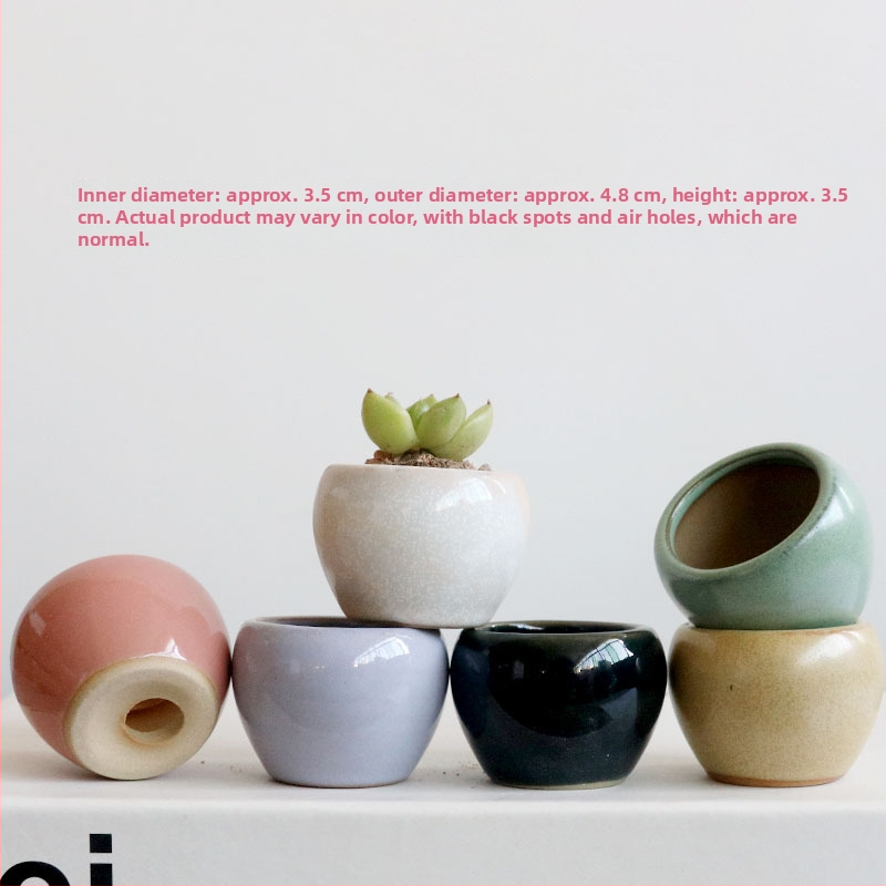 Vas mini pentru plante, ceramică brută lucrată manual, potrivit pentru butași de frunze, aranjament simplu de plante verzi, amenajare acvariu și cultivare de plante acvatice, poate fi scufundat în apă