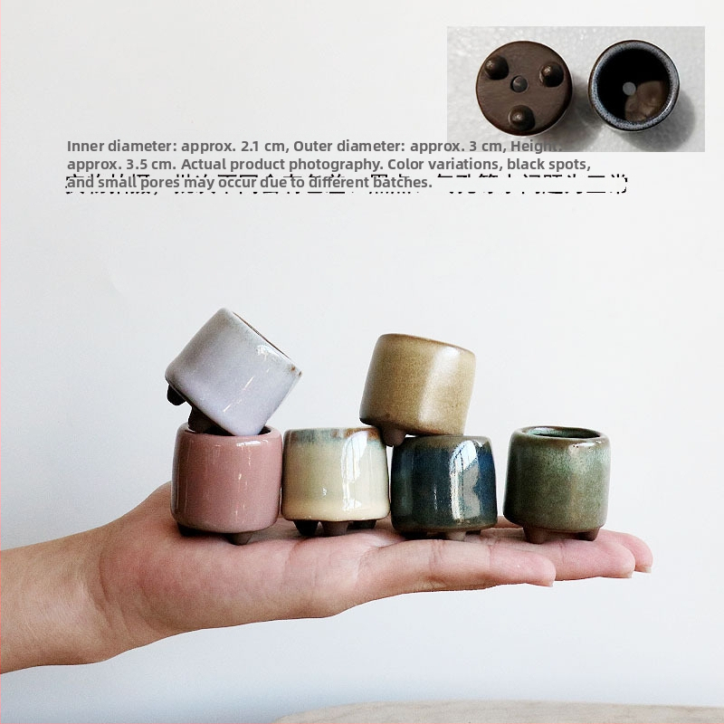 Vas mini pentru plante, ceramică brută lucrată manual, potrivit pentru butași de frunze, aranjament simplu de plante verzi, amenajare acvariu și cultivare de plante acvatice, poate fi scufundat în apă