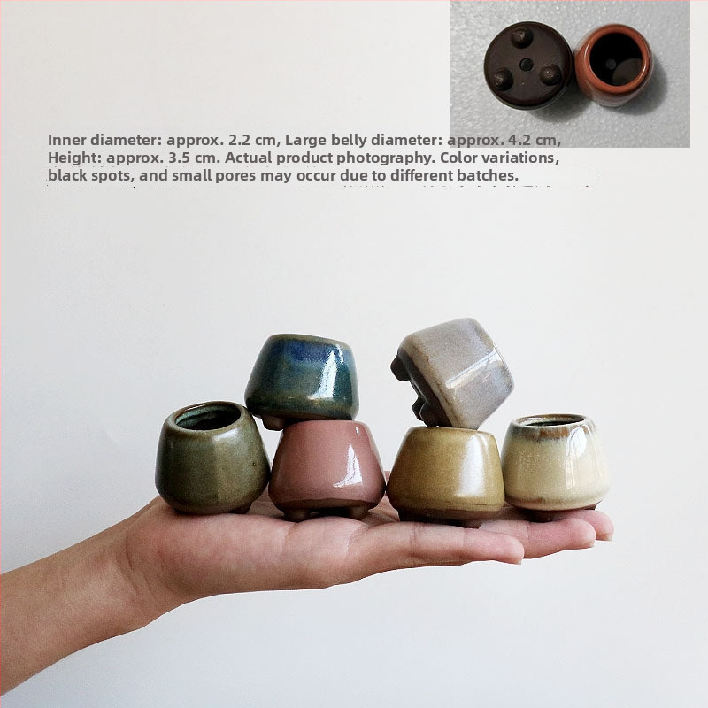 Vas mini pentru plante, ceramică brută lucrată manual, potrivit pentru butași de frunze, aranjament simplu de plante verzi, amenajare acvariu și cultivare de plante acvatice, poate fi scufundat în apă