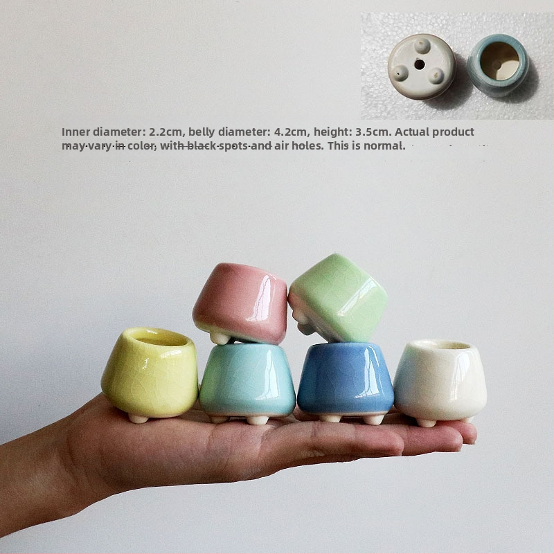 Vas mini pentru plante, ceramică brută lucrată manual, potrivit pentru butași de frunze, aranjament simplu de plante verzi, amenajare acvariu și cultivare de plante acvatice, poate fi scufundat în apă