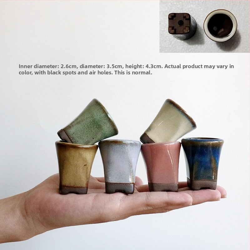 Vas mini pentru plante, ceramică brută lucrată manual, potrivit pentru butași de frunze, aranjament simplu de plante verzi, amenajare acvariu și cultivare de plante acvatice, poate fi scufundat în apă