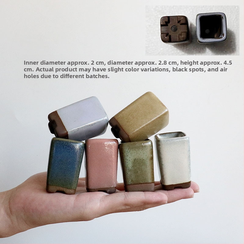 Vas mini pentru plante, ceramică brută lucrată manual, potrivit pentru butași de frunze, aranjament simplu de plante verzi, amenajare acvariu și cultivare de plante acvatice, poate fi scufundat în apă