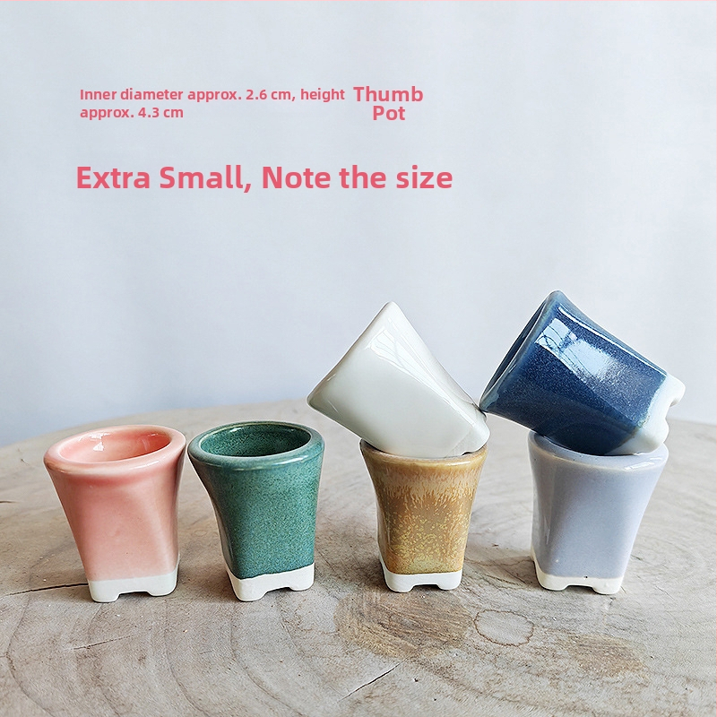 Vas mini pentru plante, ceramică brută lucrată manual, potrivit pentru butași de frunze, aranjament simplu de plante verzi, amenajare acvariu și cultivare de plante acvatice, poate fi scufundat în apă