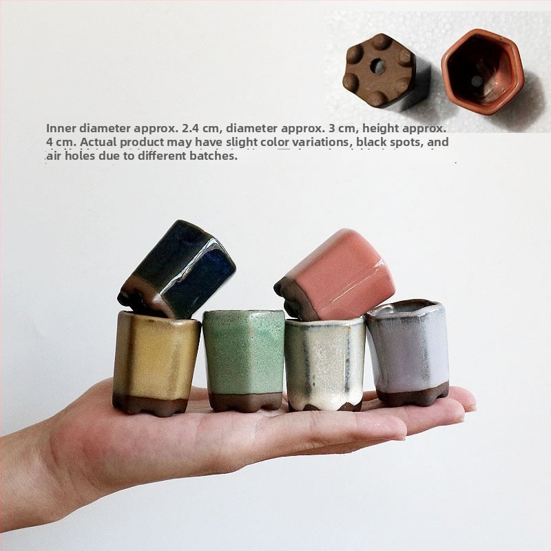 Vas mini pentru plante, ceramică brută lucrată manual, potrivit pentru butași de frunze, aranjament simplu de plante verzi, amenajare acvariu și cultivare de plante acvatice, poate fi scufundat în apă