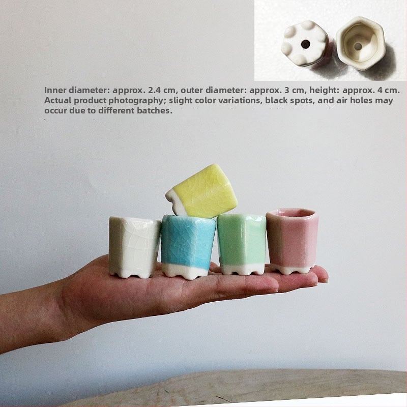 Vas mini pentru plante, ceramică brută lucrată manual, potrivit pentru butași de frunze, aranjament simplu de plante verzi, amenajare acvariu și cultivare de plante acvatice, poate fi scufundat în apă