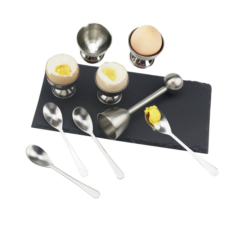 Set din oțel inoxidabil 304 (9 piese): tăietor de ouă, deschizător de coajă, separator de gălbenuș și tel de ouă