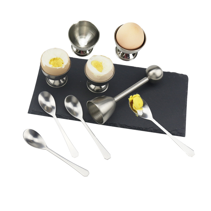 Set din oțel inoxidabil 304 (9 piese): tăietor de ouă, deschizător de coajă, separator de gălbenuș și tel de ouă